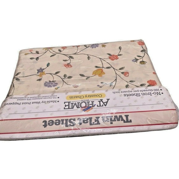 Sheet TWIN Flat Country Charm Amanda Flower 160 Thread Count Vintage Pepperell - Picture 7 of 7